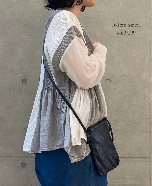 INMDS26111W HANDWOVEN COTTON SINGLE CHECK PATCHWORK BALL BUTTON SHIRTS WITH MINI PINTUCK