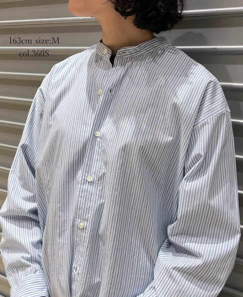 NVL2613 POPLIN STRIPE BANDED COLLAR L/SL SHIRT