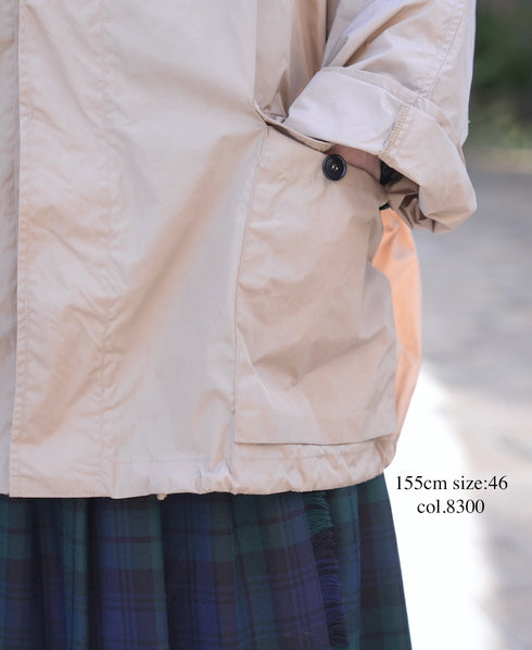 NHT2602PAI REYCLED NYLON BALMACAAN SHORT COAT WITH GUSSETED POCKET