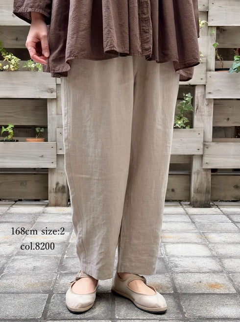 GNMDS2501FL 40s FRENCH LINEN DYED CANVAS 2TUCK TAPERED EASY PANTS