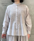 NMDS26221 60s ORGANIC CAMBRIC WITH EMB BANDED COLLAR SHIRT