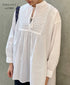 NMDS26222 60s ORGANIC CAMBRIC WITH EMB BANDED COLLAR EMB TUNIC