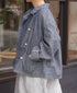 ISNAM2601CB NAVY (INDIGO) CHAMBRAY ROUND COLLAR DOUBLE JACKET