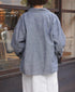ISNAM2601CB NAVY (INDIGO) CHAMBRAY ROUND COLLAR DOUBLE JACKET