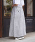 ISNAM2611S LINEN/COTTON STRIPE ADJUSTER TACK SKIRT WITH SUSPENDERS