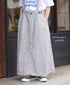 ISNAM2611S LINEN/COTTON STRIPE ADJUSTER TACK SKIRT WITH SUSPENDERS
