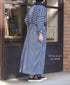 ISNAM2611CB NAVY (INDIGO) CHAMBRAY ADJUSTER TACK SKIRT WITH SUSPENDERS