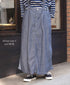 ISNAM2611CB NAVY (INDIGO) CHAMBRAY ADJUSTER TACK SKIRT WITH SUSPENDERS