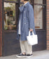 ISNAM2602CB NAVY (INDIGO) CHAMBRAY ROUND COLLAR DOUBLE LONG JACKET