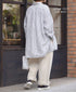 ISNAM2605S LINEN/COTTON STRIPE WORK GATHERED SHIRT