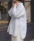 ISNAM2605S LINEN/COTTON STRIPE WORK GATHERED SHIRT