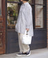 ISNAM2605S LINEN/COTTON STRIPE WORK GATHERED SHIRT