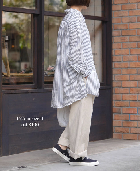GNAM2612 COTTON/LINEN HERRINGBONE ONE-TUCK PNATS