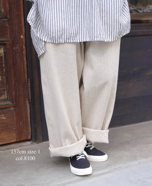 GNAM2612 COTTON/LINEN HERRINGBONE ONE-TUCK PNATS