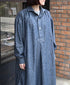 ISNAM2603CB NAVY (INDIGO) CHAMBRAY WORK GATHERED DRESS SHIRT