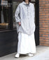 ISNAM2605S LINEN/COTTON STRIPE WORK GATHERED SHIRT