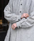ISNAM2605S LINEN/COTTON STRIPE WORK GATHERED SHIRT