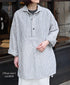 ISNAM2605S LINEN/COTTON STRIPE WORK GATHERED SHIRT