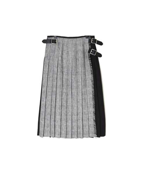 NOD2501PW ILISH LINEN LOW WAIST PLEATS WRAP SKIRT LENGTH 80cm