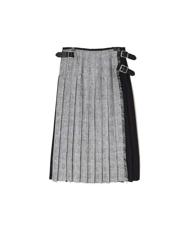 NOD2501PW ILISH LINEN LOW WAIST PLEATS WRAP SKIRT LENGTH 80cm