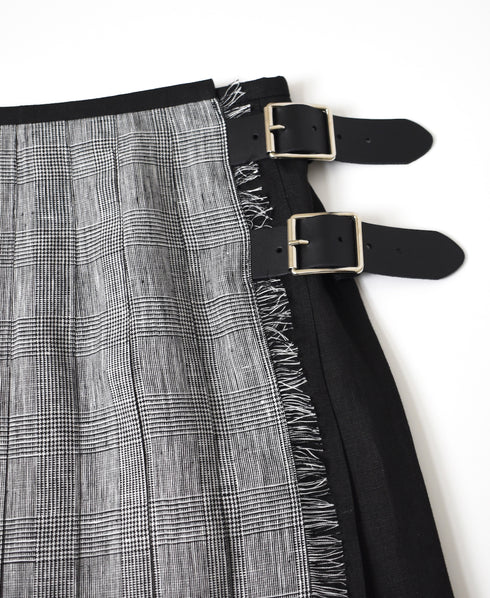 NOD2501PW ILISH LINEN LOW WAIST PLEATS WRAP SKIRT LENGTH 80cm