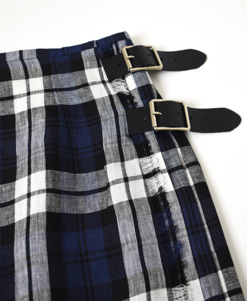 NOD2601 IRISH LINEN LOW WAIST ACCORDION LONG KILT LENGTH 80㎝ (WITH PIN)