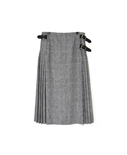NOD2601 IRISH LINEN LOW WAIST ACCORDION LONG KILT LENGTH 80㎝ (WITH PIN)