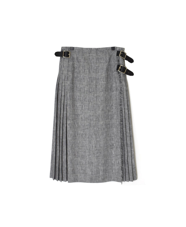 IRISH LINEN LOW WAIST ACCORDION LONG KILT LENGTH 80cm (WITH PIN)