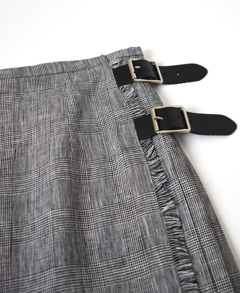 NOD2601 IRISH LINEN LOW WAIST ACCORDION LONG KILT LENGTH 80㎝ (WITH PIN)