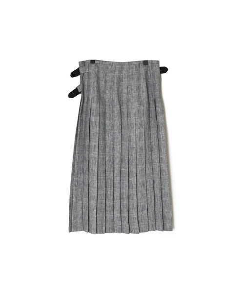 NOD2601 IRISH LINEN LOW WAIST ACCORDION LONG KILT LENGTH 80㎝ (WITH PIN)