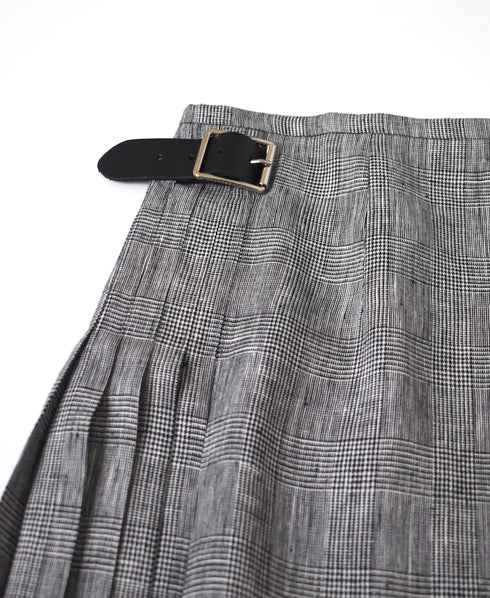 NOD2601 IRISH LINEN LOW WAIST ACCORDION LONG KILT LENGTH 80㎝ (WITH PIN)