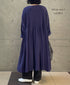 NMDS26234D 80s ORGANIC MICRO CHECK OVERDYE CREW-NECK BUTTON SHIRT MAXI DRESS WITH MINI PINTUCK