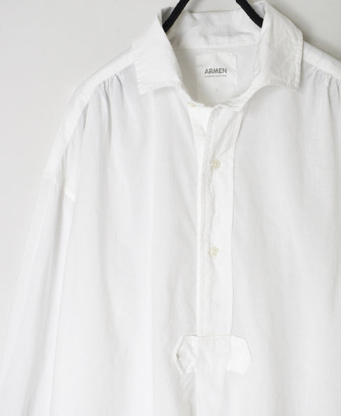 INAM2622 60s COTTON LAWN WASH WORK GATHERED SHIRT