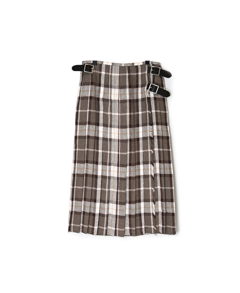 NOD0901 ILISH LINEN LOW WAIST PLEATS WRAP SKIRT LENGTH 80cm (WITH PIN)