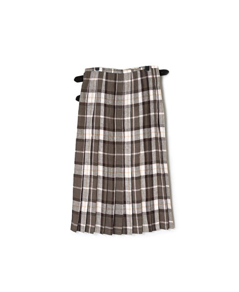 NOD0901 ILISH LINEN LOW WAIST PLEATS WRAP SKIRT LENGTH 80cm (WITH PIN)