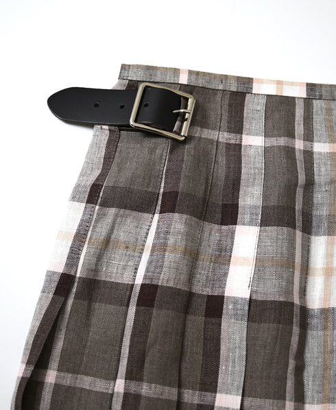 NOD0901 ILISH LINEN LOW WAIST PLEATS WRAP SKIRT LENGTH 80cm (WITH PIN)