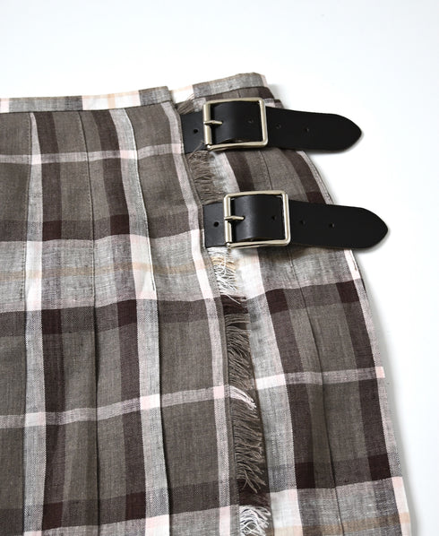NOD0901 ILISH LINEN LOW WAIST PLEATS WRAP SKIRT LENGTH 80cm (WITH PIN)