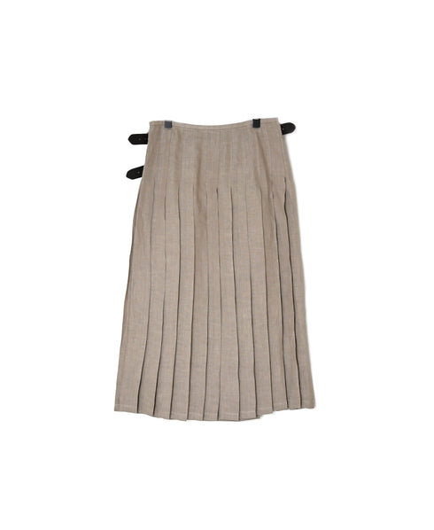 NOD0901 ILISH LINEN LOW WAIST PLEATS WRAP SKIRT LENGTH 80cm (WITH PIN)