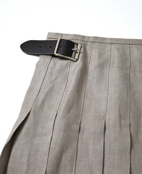 NOD0901 ILISH LINEN LOW WAIST PLEATS WRAP SKIRT LENGTH 80cm (WITH PIN)
