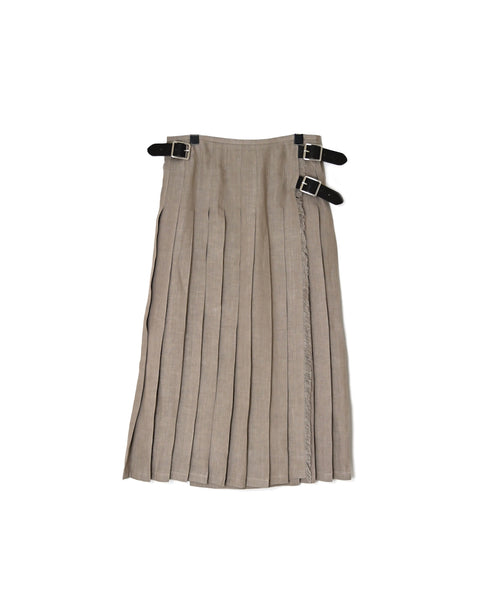 NOD0901 ILISH LINEN LOW WAIST PLEATS WRAP SKIRT LENGTH 80cm (WITH PIN)