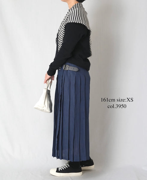 NOD0901 ILISH LINEN LOW WAIST PLEATS WRAP SKIRT LENGTH 80cm (WITH PIN)