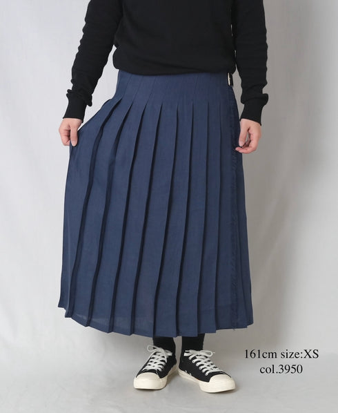 NOD0901 ILISH LINEN LOW WAIST PLEATS WRAP SKIRT LENGTH 80cm (WITH PIN)