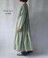 NMDS26234D 80s ORGANIC MICRO CHECK OVERDYE CREW-NECK BUTTON SHIRT MAXI DRESS WITH MINI PINTUCK