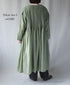 NMDS26234D 80s ORGANIC MICRO CHECK OVERDYE CREW-NECK BUTTON SHIRT MAXI DRESS WITH MINI PINTUCK