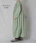 NMDS26234D 80s ORGANIC MICRO CHECK OVERDYE CREW-NECK BUTTON SHIRT MAXI DRESS WITH MINI PINTUCK
