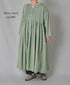 NMDS26234D 80s ORGANIC MICRO CHECK OVERDYE CREW-NECK BUTTON SHIRT MAXI DRESS WITH MINI PINTUCK