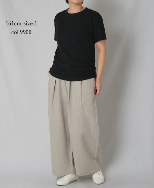GMDSH2621 COTTON/LINEN SINGLE JERSEY CREW NECK T-SHIRTS