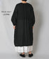 INMDS26011D AUTOLOOM LINEN/CO PLAIN OVERDYE BACK OPENING CREW-NECK SHIRTS DRESS WITH MINI PINTUCK
