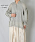 INMDS25011D AUTO LOOM COTTON/LINEN PLAIN OVERDYE FRILL COLLAR SHIRT WITH MINI PINTUCK