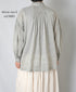 INMDS25011D AUTO LOOM COTTON/LINEN PLAIN OVERDYE FRILL COLLAR SHIRT WITH MINI PINTUCK